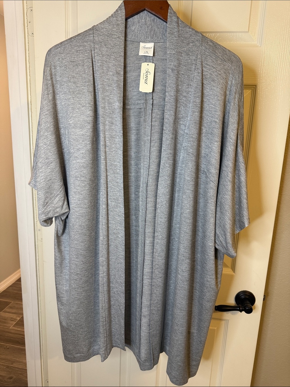 Soma Light Heather Gray Open Front Draped Lounge Wrap